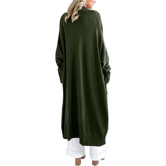 Womens Long Cardigan Sweaters with Pockets Green - Picture 3 of 5